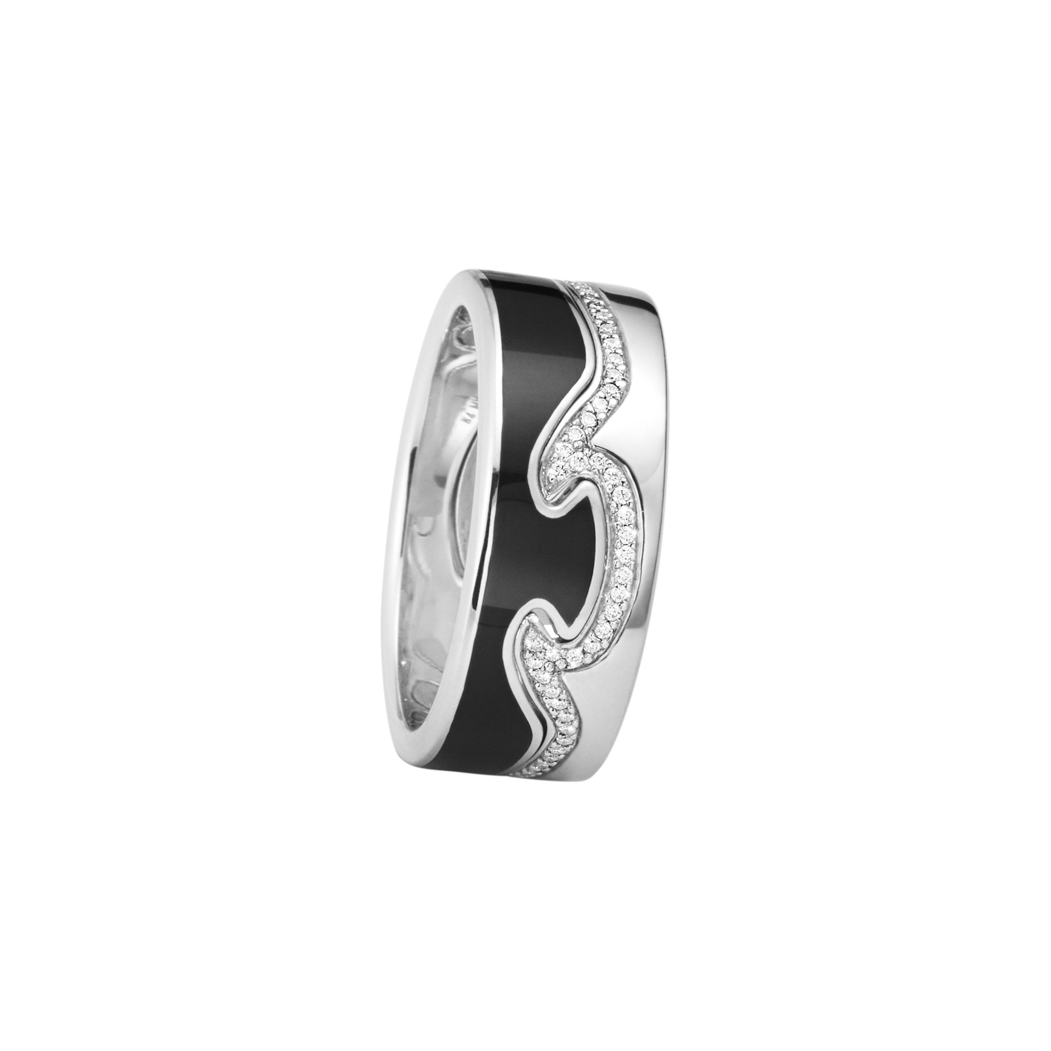 Jensen Fusion Ring End 18ct White Gold Black Hybrid Ceramic
