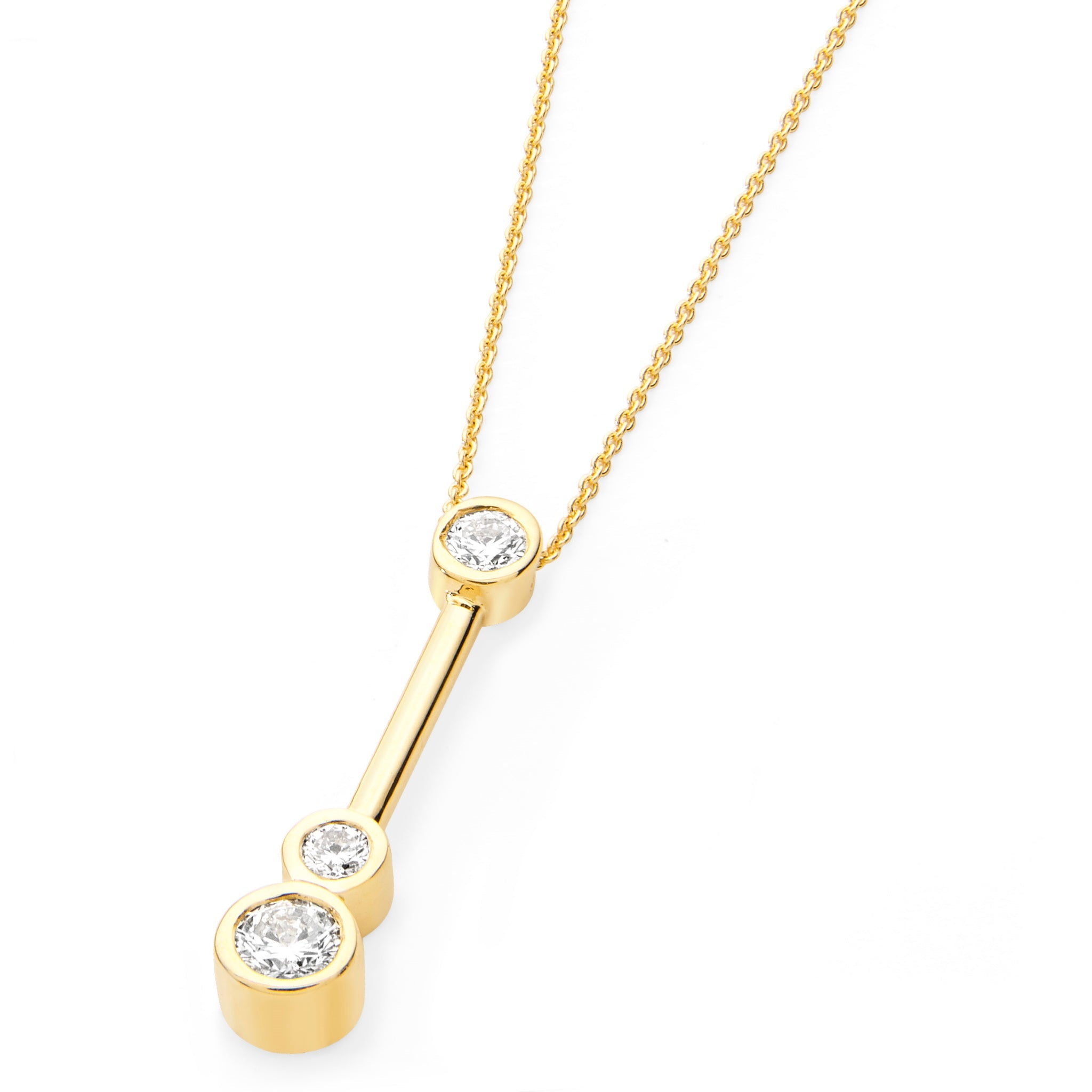 Catherine Jones Elegance Drop Pendant 18ct Yellow Gold Diamonds