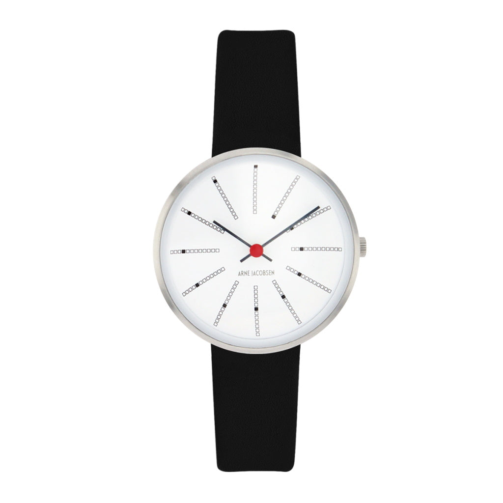Bankers 40 mm Black Dial brushed steel Bezel - Arne Jacobsen