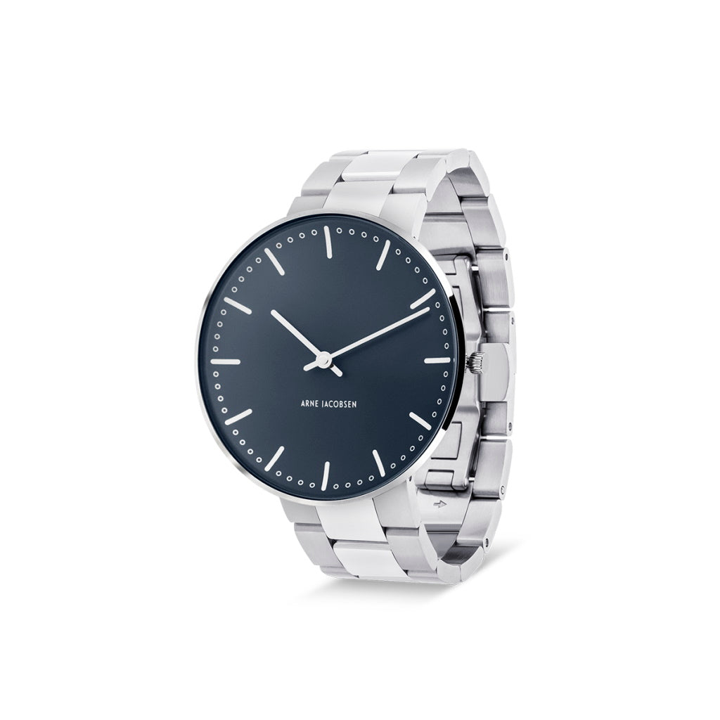 Arne Jacobsen City Hall Watch 40mm Blue Dial Steel Bracelet