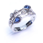 3 strand dress ring pear cut sapphire and diamond