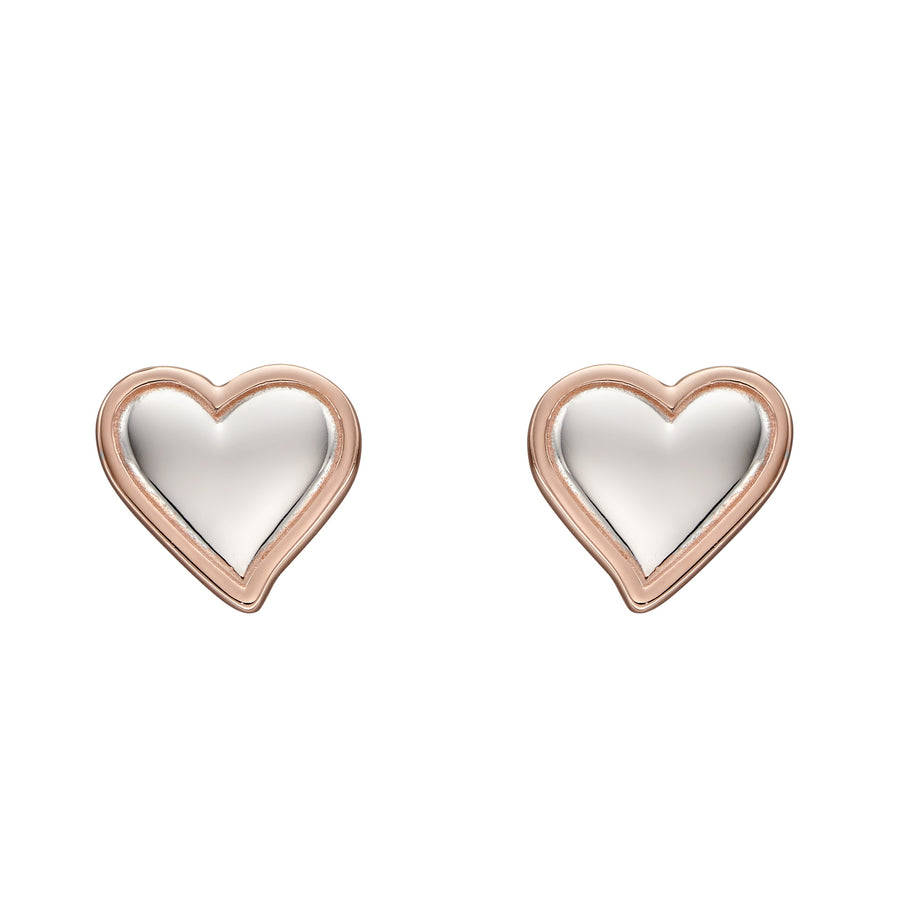 Catherine Jones Heart Pendant and Stud Set Sterling Silver Rose Gold Plated