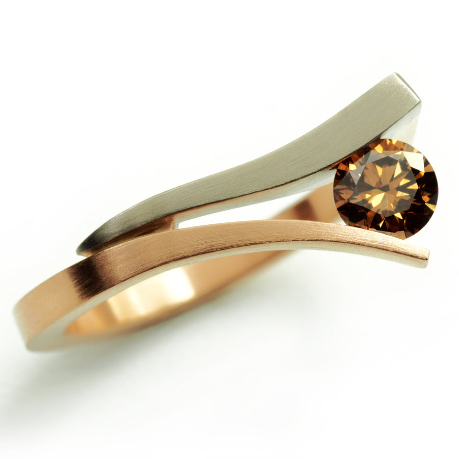 Vincent van Hees Tulip3 Ring 18ct White and Rose Gold Brown Diamond