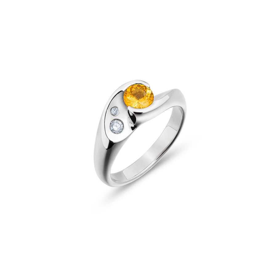 60th Anniversary Collection - Liz Tyler Asymmetric Ring Yellow Sapphire Platinum