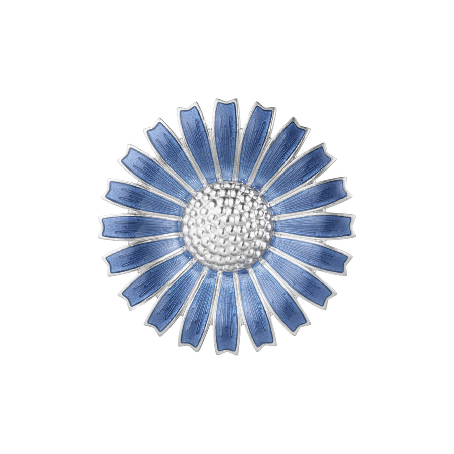 Georg Jensen Daisy Brooch Sterling Silver Blue Enamel