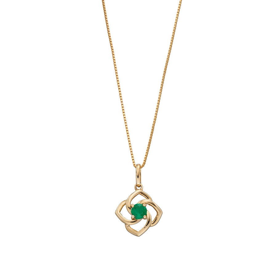 Catherine Jones Flower Stud 9ct Yellow Gold Emerald