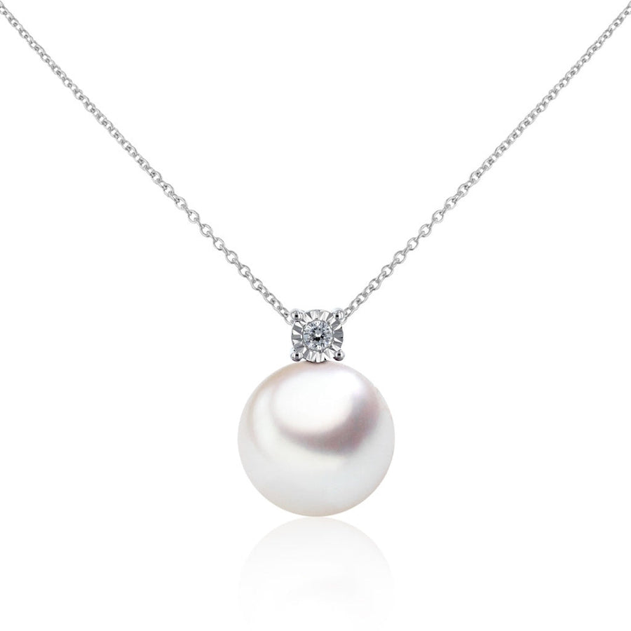 Catherine Jones Pearl and Diamond Pendant 18ct White Gold