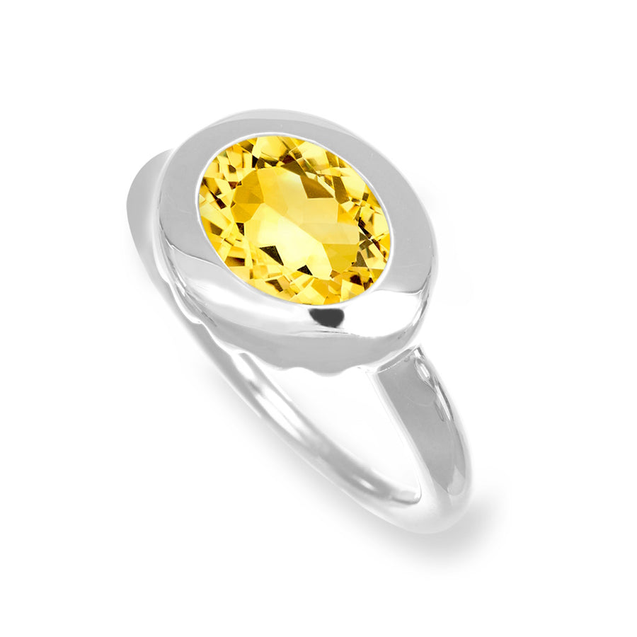 Catherine Jones Oval Ring Sterling Silver Citrine