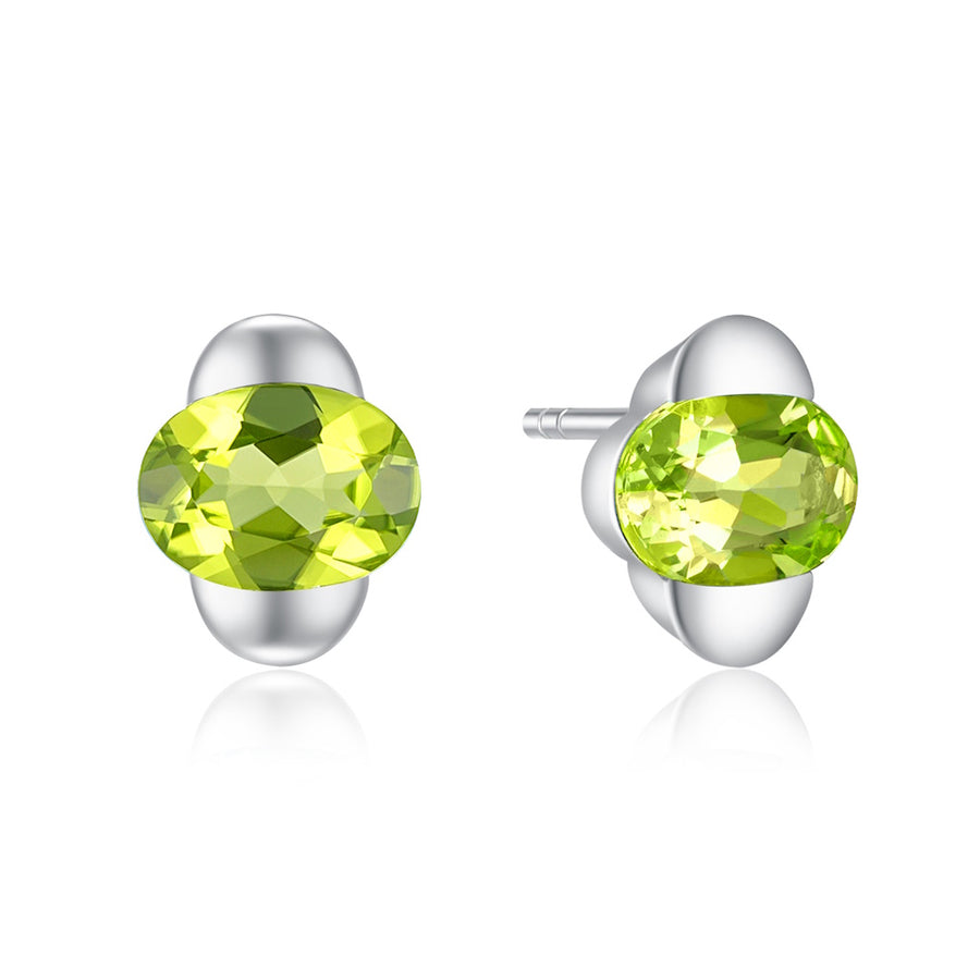 Catherine Jones Envelop Stud Earrings Sterling Silver Peridot