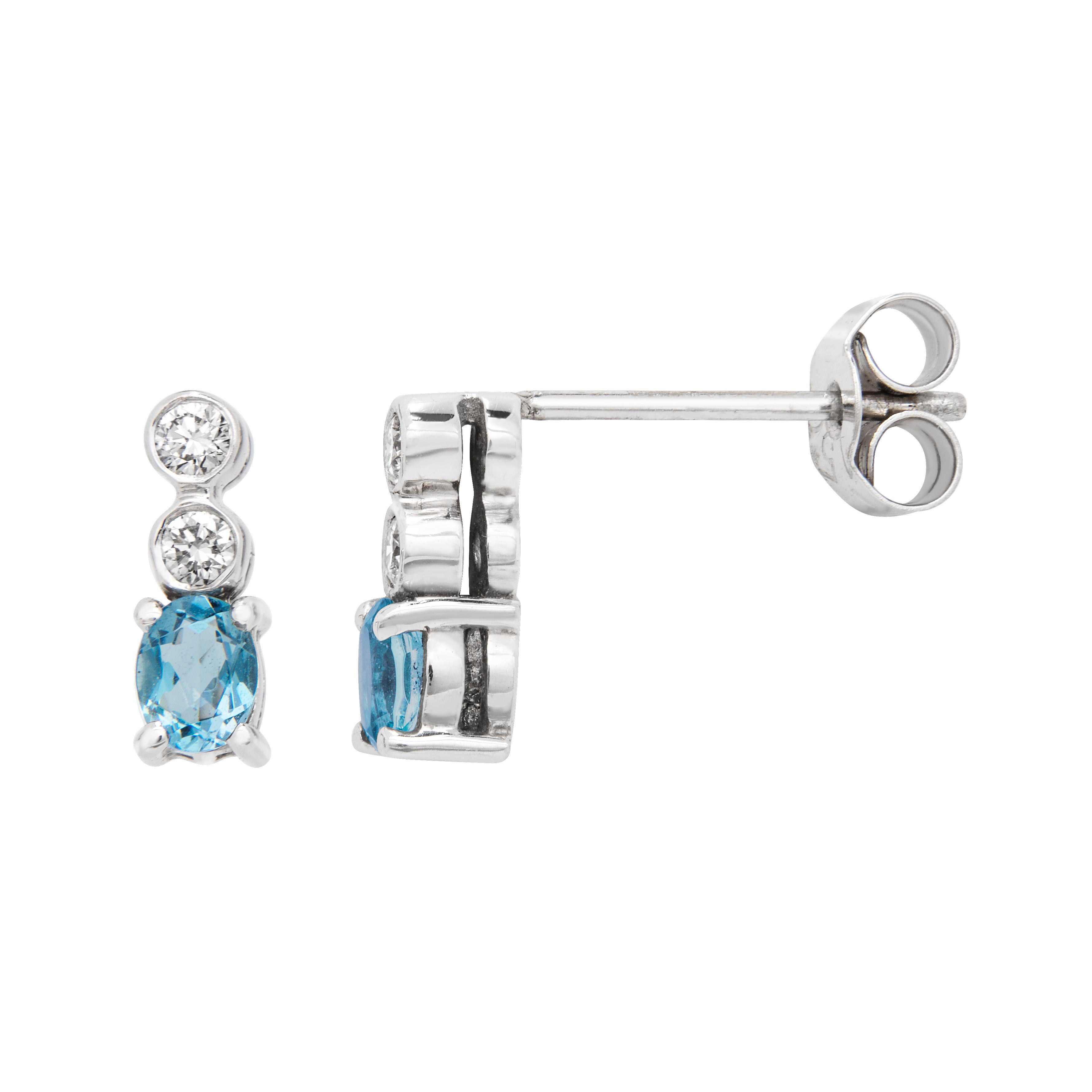 Catherine Jones of Cambridge - Cambridge Blue Stud Earrings Aquamarine and Diamond 18ct White Gold