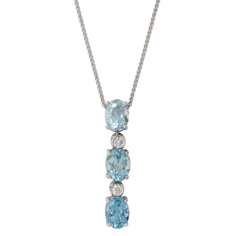Catherine Jones Cambridge Blue Necklace Aquamarine and Diamond 18ct White Gold