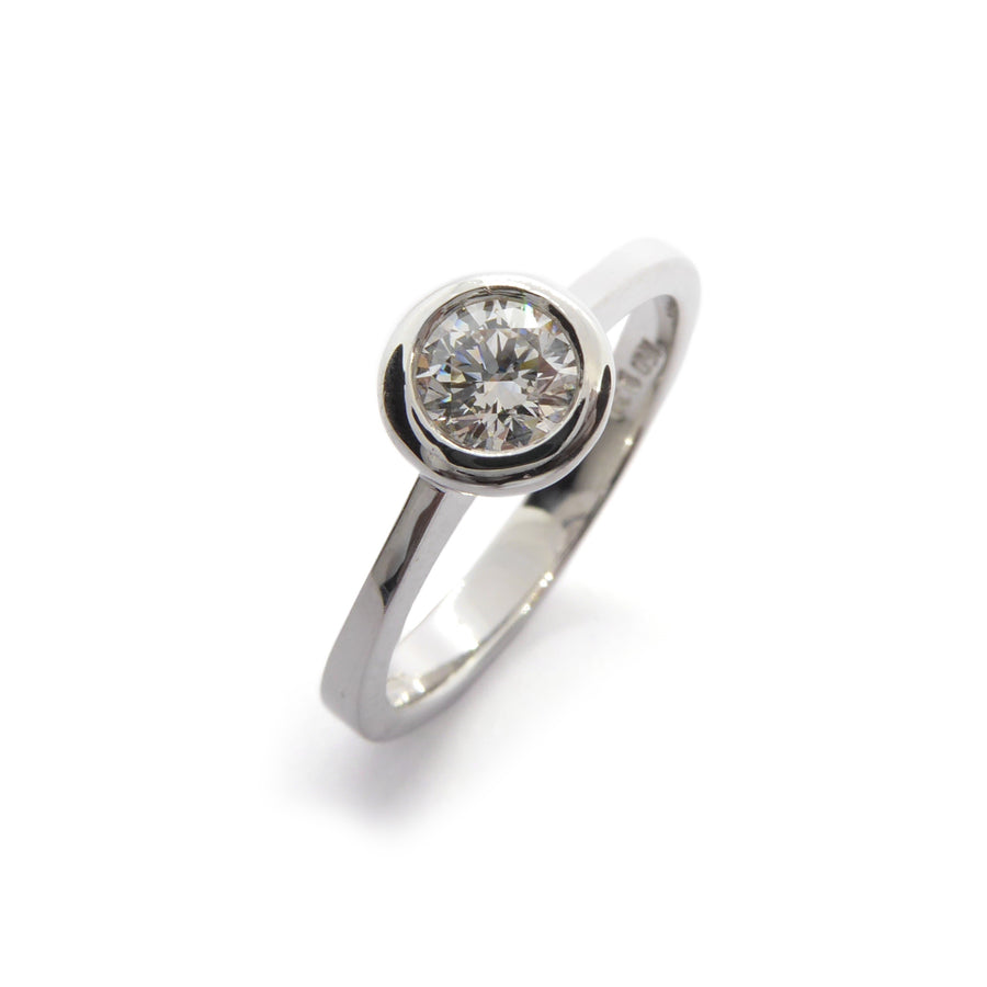 Catherine Jones Solitaire Rub-over Engagement Ring 18ct White Gold 0.30ct Diamond