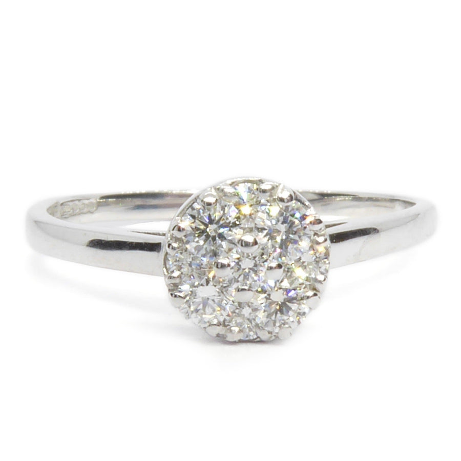 18ct white gold halo diamond engagement ring