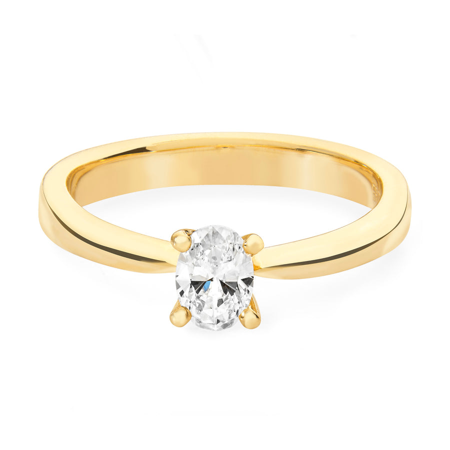 Catherine Jones Solitaire Engagement Ring 18ct Yellow Gold Oval Diamond