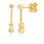 18ct yellow gold and diamond drop bar earrings