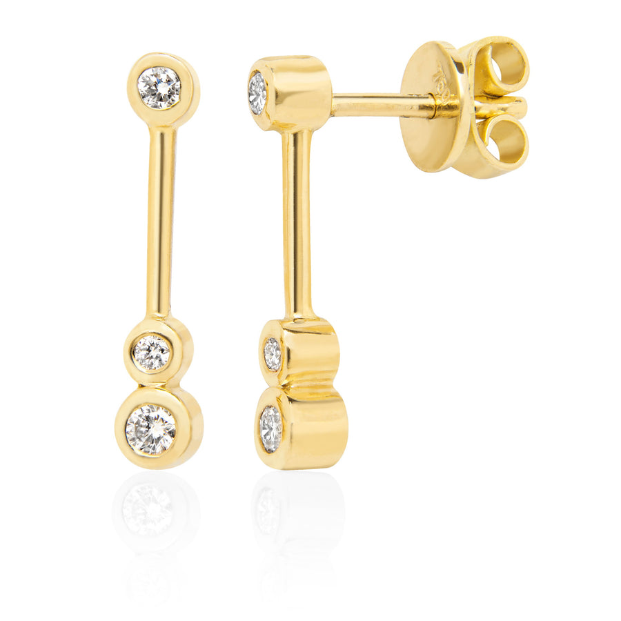 18ct yellow gold and diamond bar drop earrings