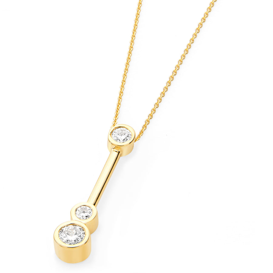 18ct yellow gold and diamond bar drop pendant