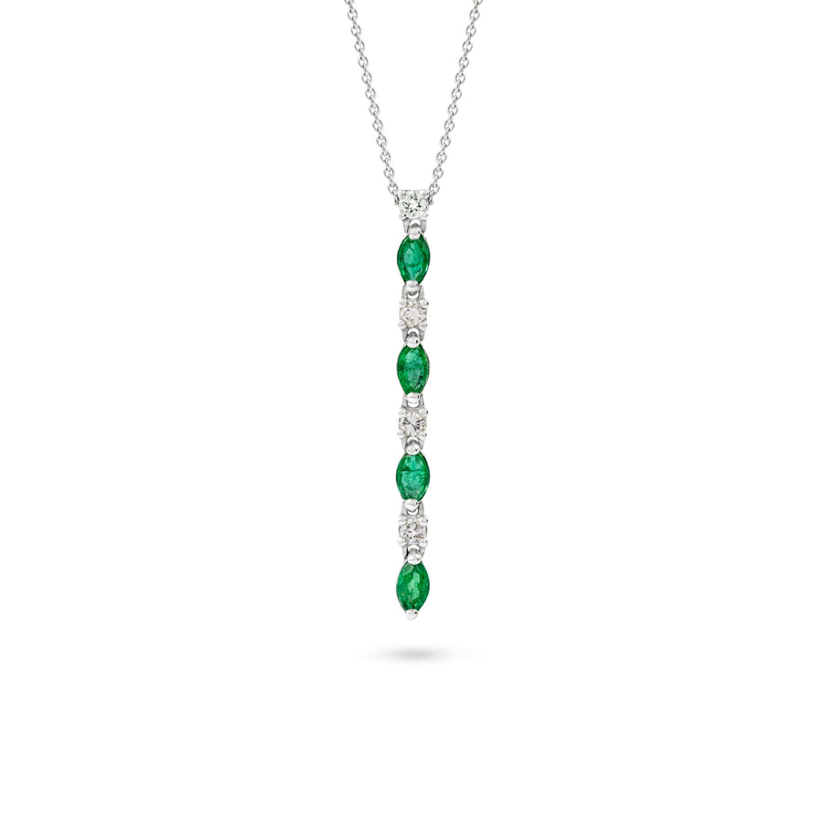 Catherine Jones Contessa Necklace Emerald and Diamond 18ct White Gold