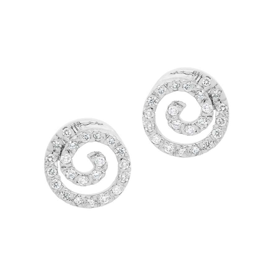 Catherine Jones Swirl Earrings 18ct White Gold Diamond