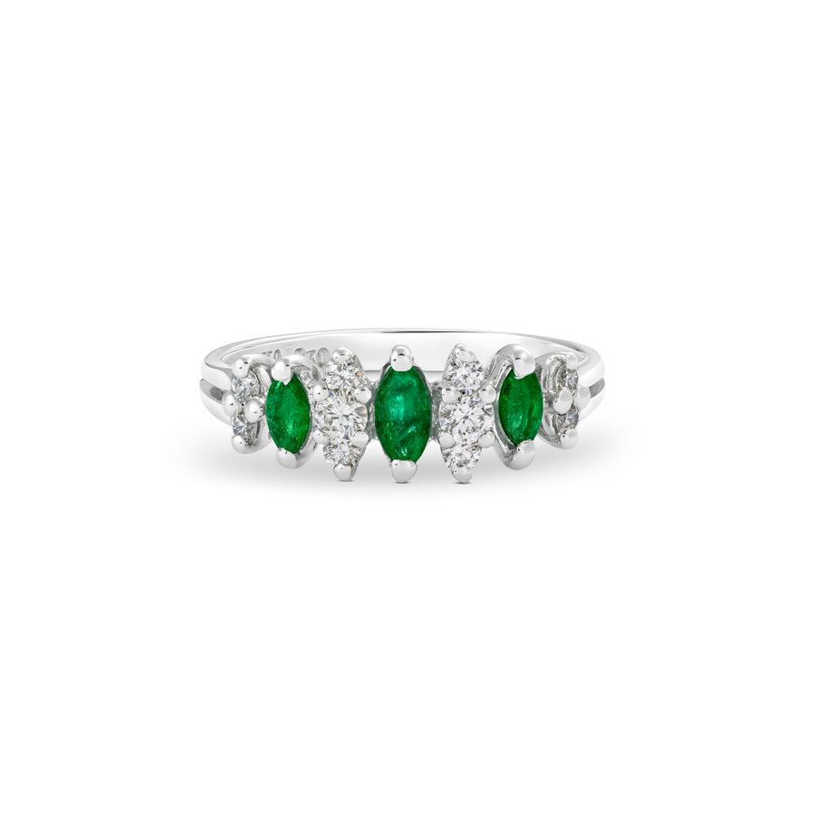 Catherine Jones Contessa Stud Earrings Emerald and Diamond 18ct White Gold