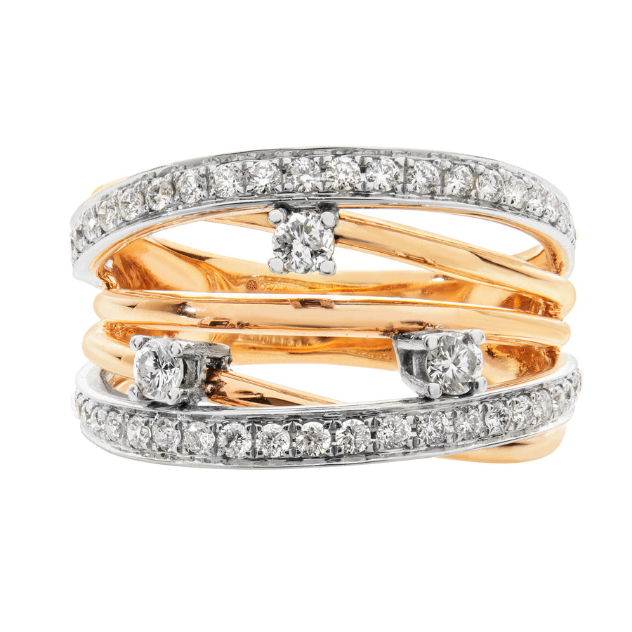 Catherine Jones Multi-Strand Ring 18ct White and Rose Gold Diamonds
