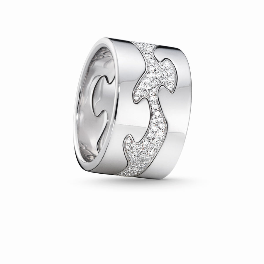 Georg Jensen Fusion Ring Centre 18ct White Gold Pave Set Diamond