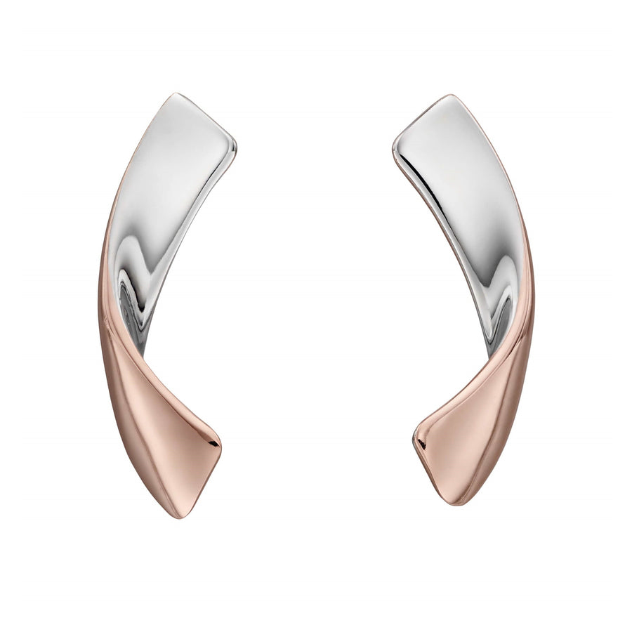 Catherine Jones Ribbon Drop Earrings Sterling Silver Rose Gold Plated