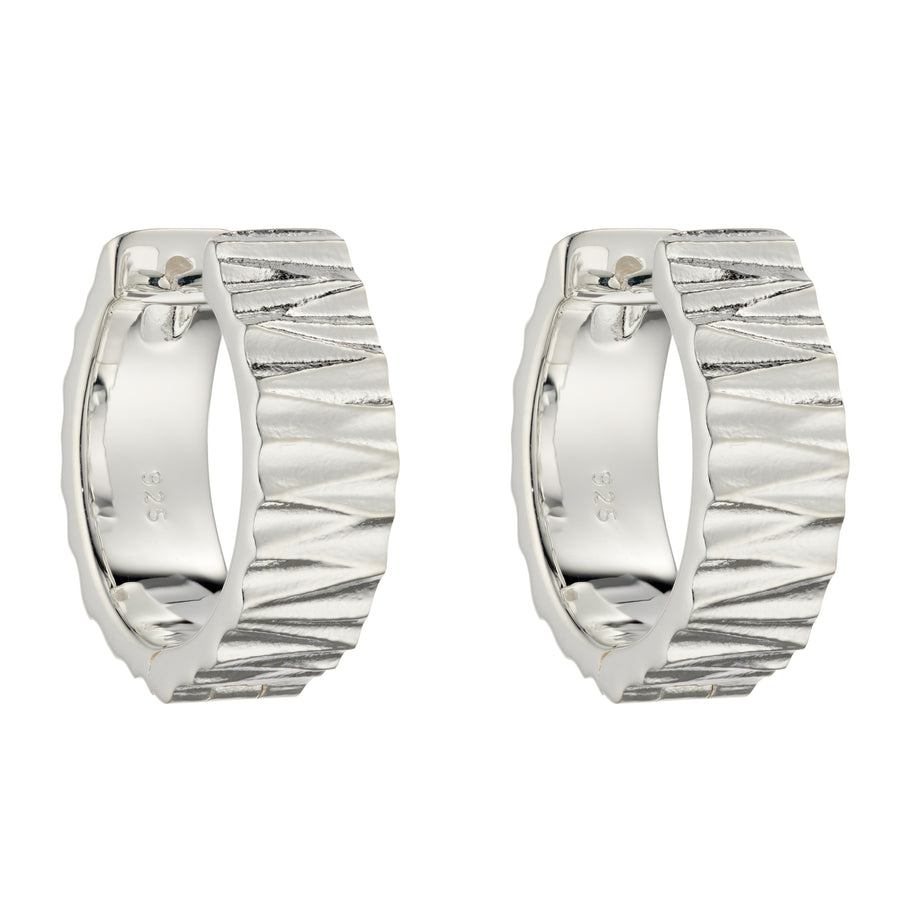 Catherine Jones Ripple Hoop Earrings Sterling Silver