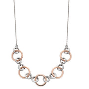 Sterling silver and rose gold plated circular link necklace