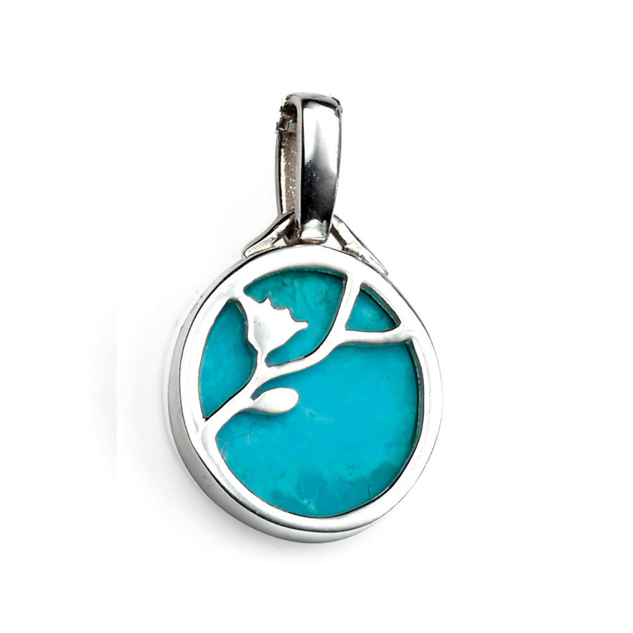 Sterling silver disc pendant with turquoise