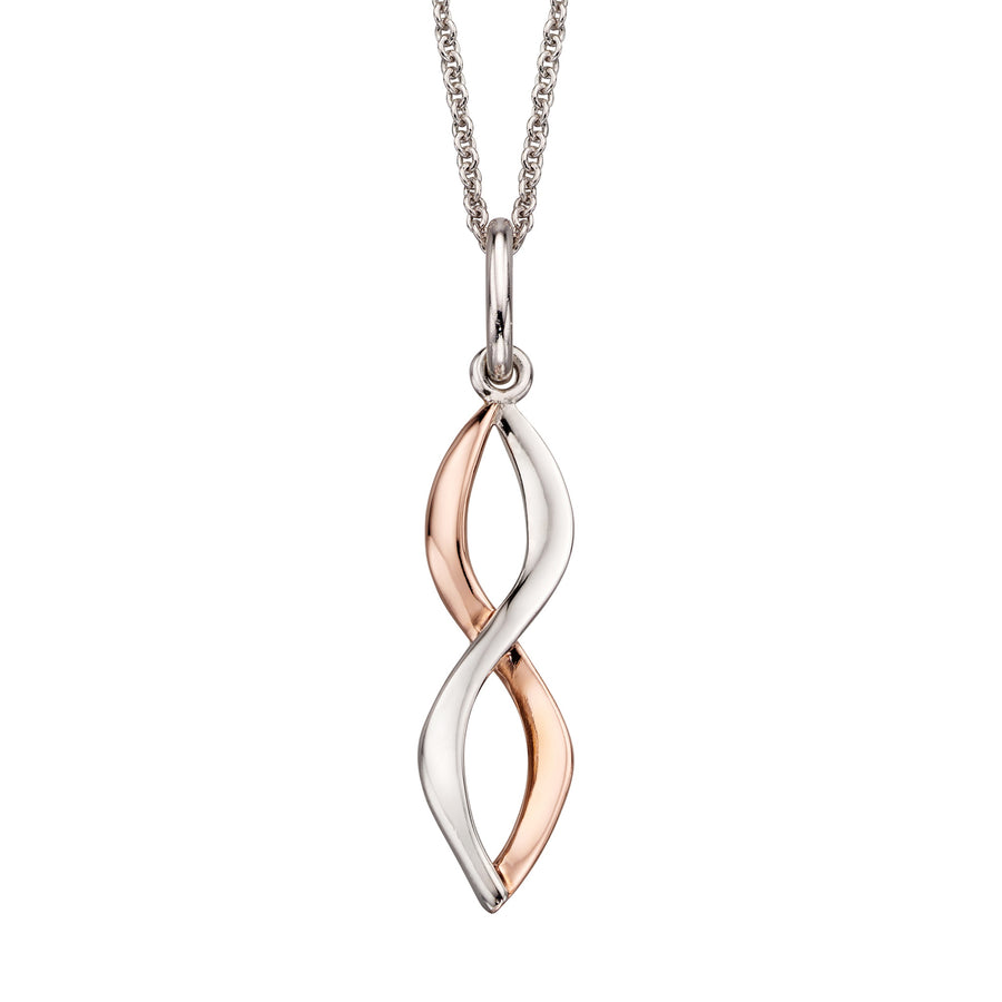 Catherine Jones Ribbon Drop Pendant Sterling Silver Rose Gold Plated