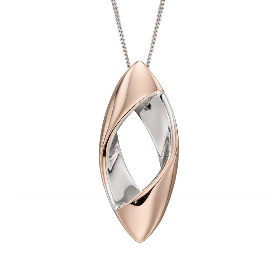 Catherine Jones Ribbon Drop Pendant Sterling Silver Rose Gold Plated
