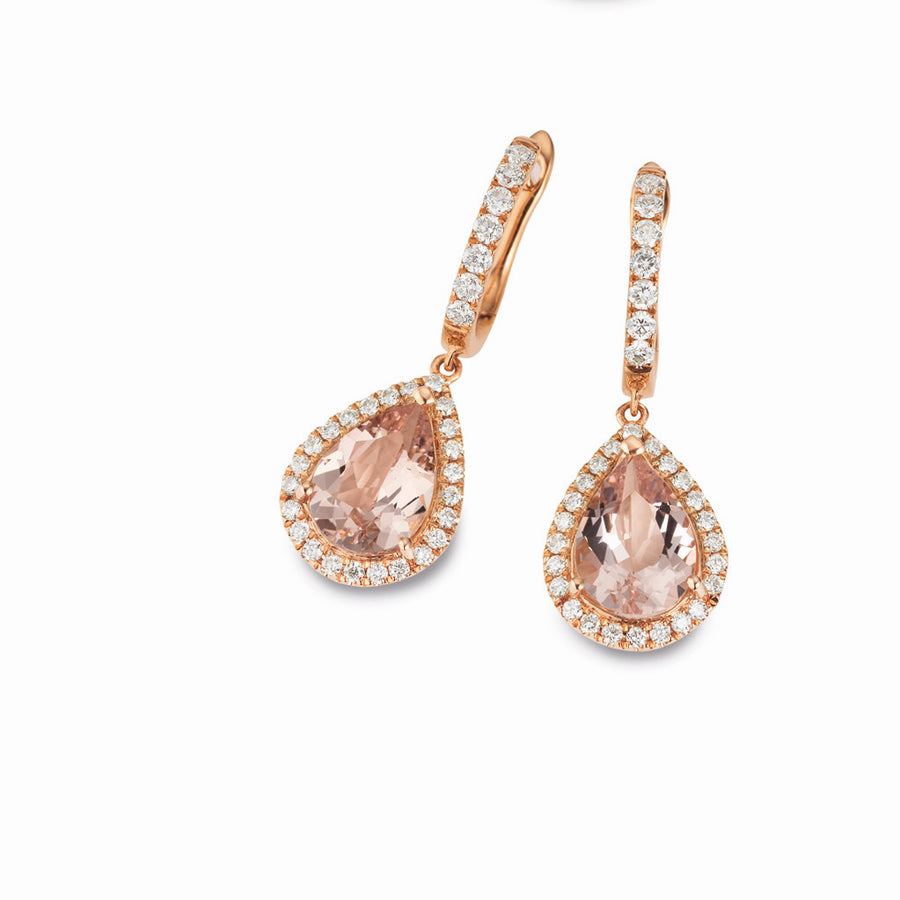 SOLD!  Catherine Jones Morgana's Tear Pendant 18ct rose gold Morganite Diamonds