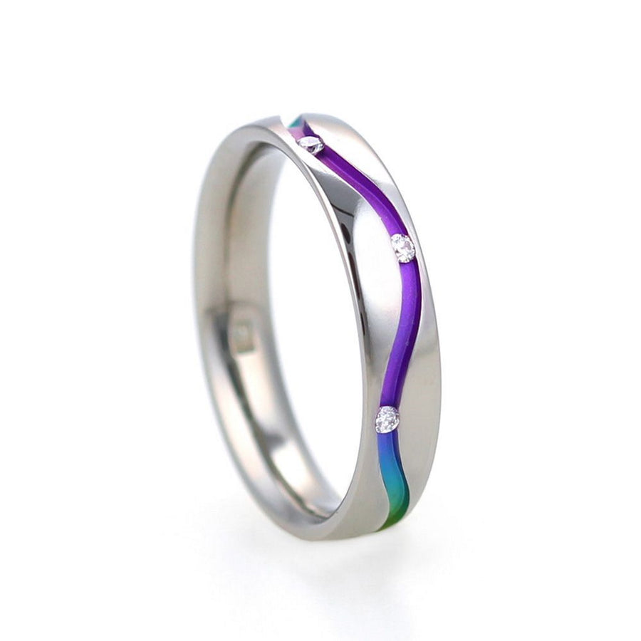 Catherine Jones Titanium Wedding Ring Rainbow Wave
