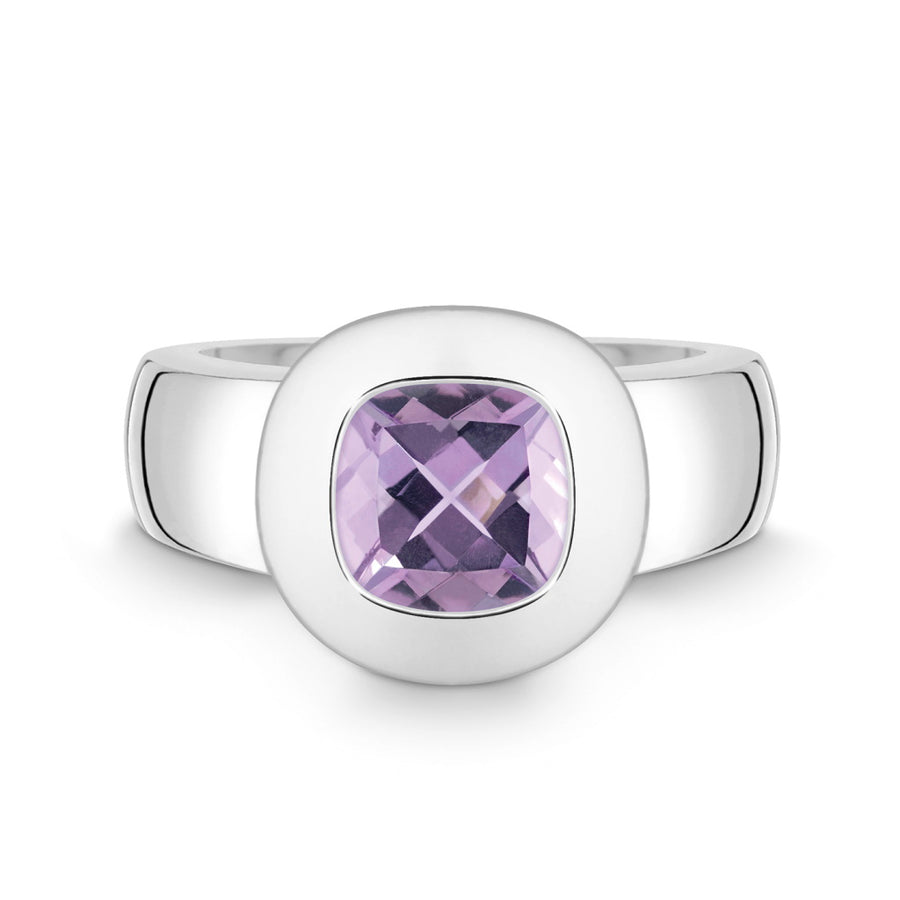 Catherine Jones Ring Sterling Silver  Amethyst Square Round