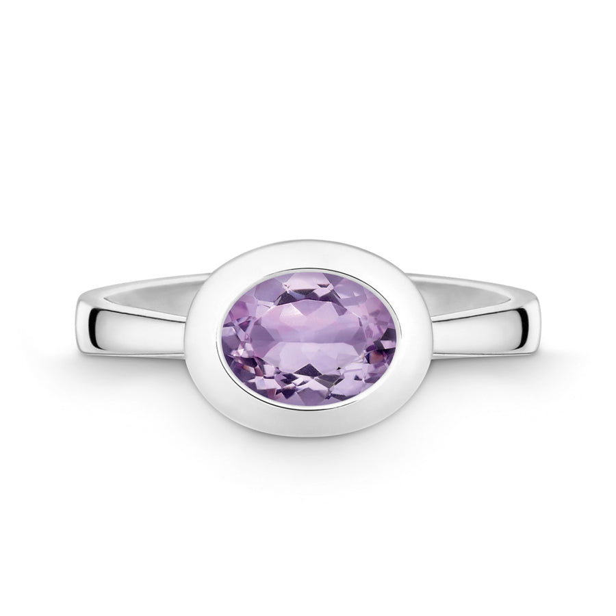 Catherine Jones Ring Sterling Silver Amethyst Oval (Small)