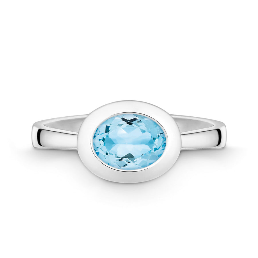 Catherine Jones Ring Sterling Silver Blue Topaz Oval (Small)