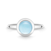 blue topaz cabochon sterling silver ring