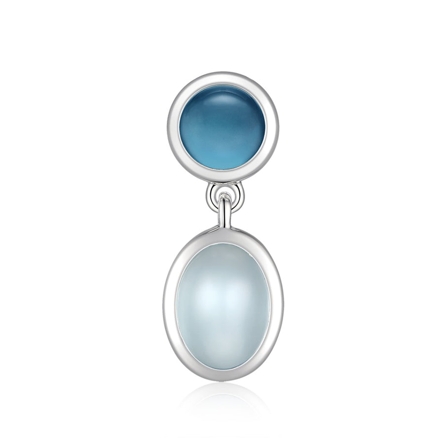 2 stone sterling blue topaz sterling silver pendant