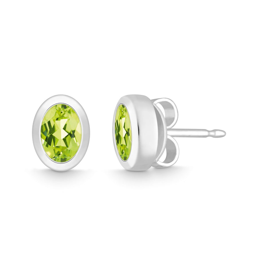 Catherine Jones Stud Earrings Silver Peridot Oval