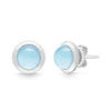 blue topaz cabochon sterling silver stud earrings