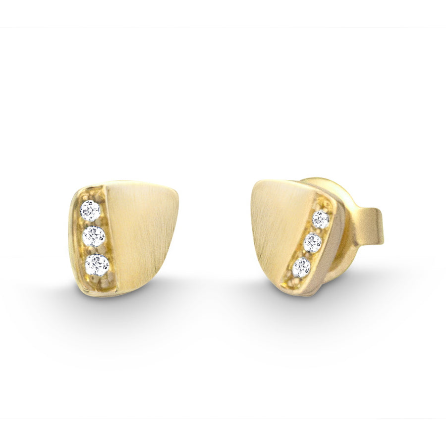 Catherine Jones Rocky Stud Earring 14ct Yellow Gold Diamond