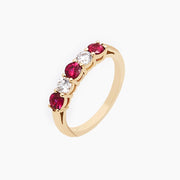 18ct yellow gold ruby and brilliant cut diamond eternity ring