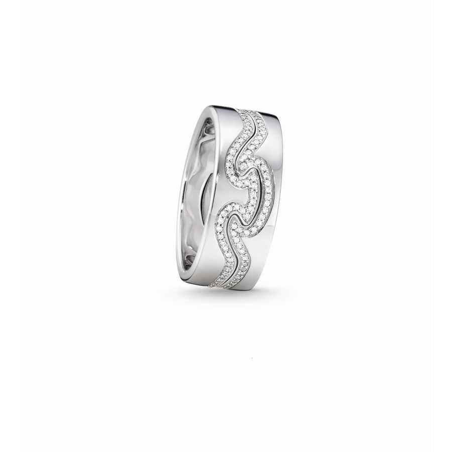 Georg Jensen Fusion Ring End 18ct White Gold Diamond Edge